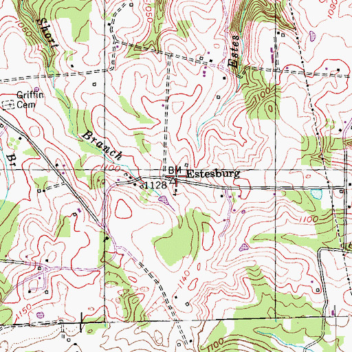 Topographic Map of Estesburg, KY