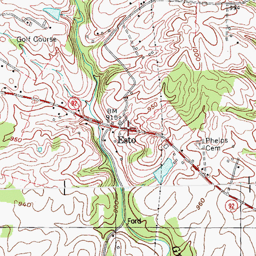Topographic Map of Esto, KY
