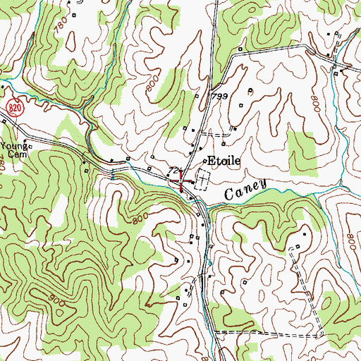 Topographic Map of Etoile, KY