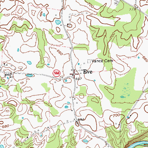 Topographic Map of Eve, KY
