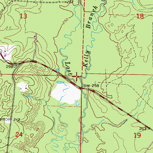 Topographic Map of Kelly Branch, AR