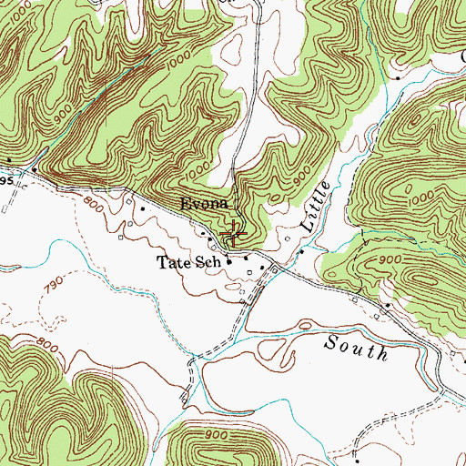 Topographic Map of Evona, KY
