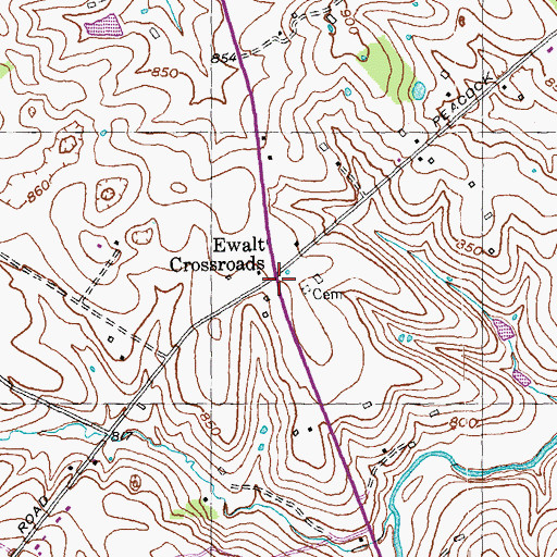 Topographic Map of Ewalt Crossroads, KY