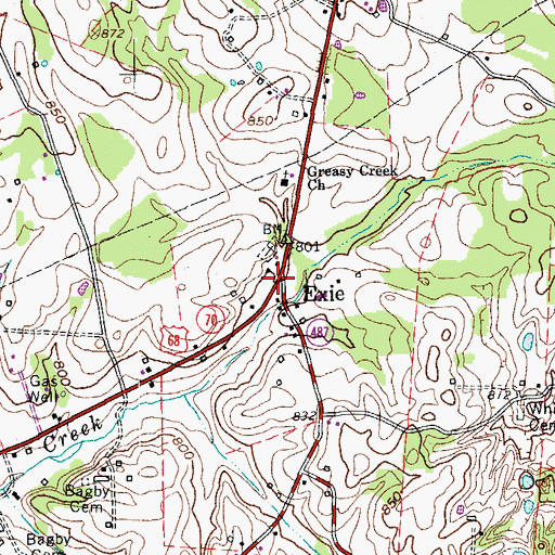 Topographic Map of Exie, KY