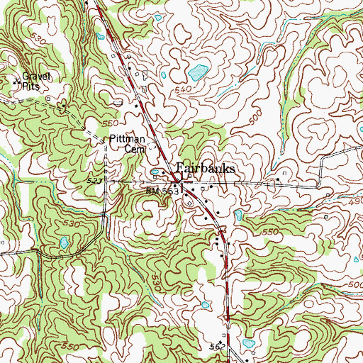 Topographic Map of Fairbanks, KY