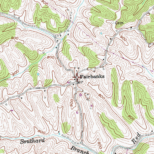 Topographic Map of Fairbanks, KY