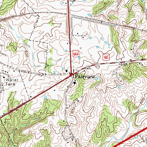 Topographic Map of Fairview, KY