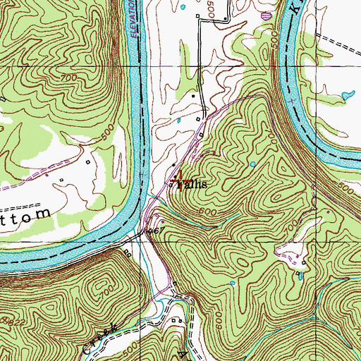 Topographic Map of Fallis, KY