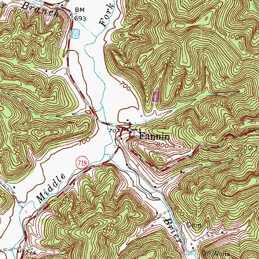 Topographic Map of Fannin, KY