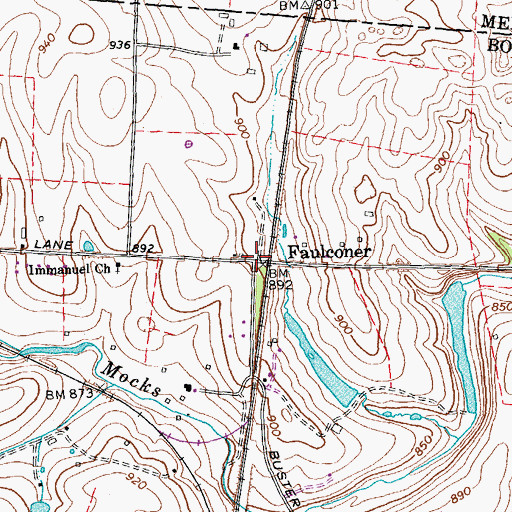 Topographic Map of Faulconer, KY