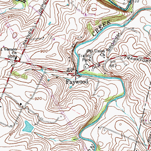 Topographic Map of Faywood, KY