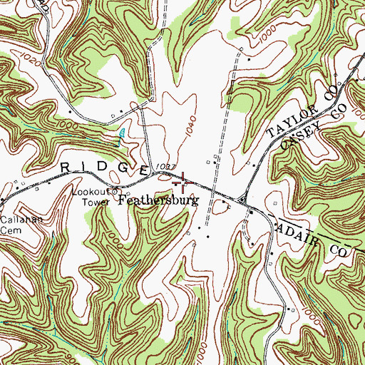 Topographic Map of Feathersburg, KY