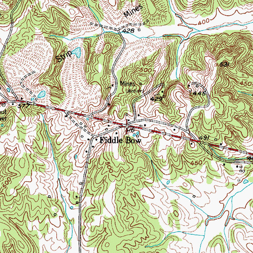 Topographic Map of Fiddle Bow, KY