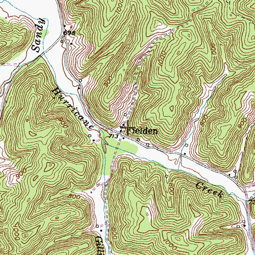 Topographic Map of Fielden, KY
