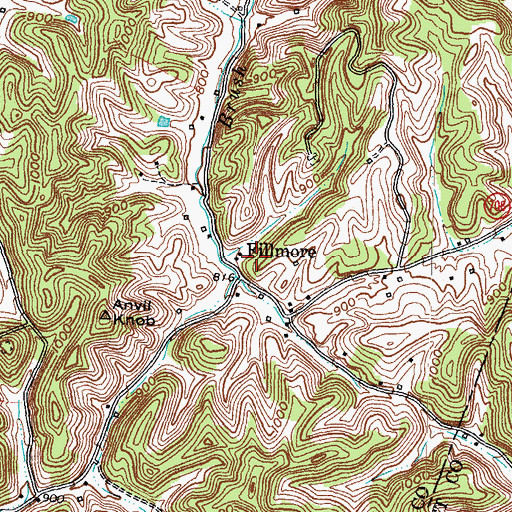 Topographic Map of Fillmore, KY
