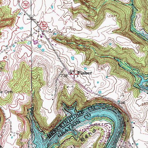 Topographic Map of Fisher, KY