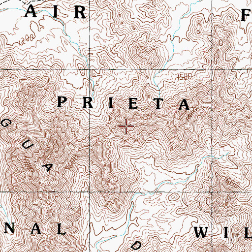 Topographic Map of Agua Dulce Mountains, AZ