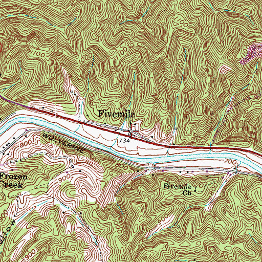 Topographic Map of Fivemile, KY