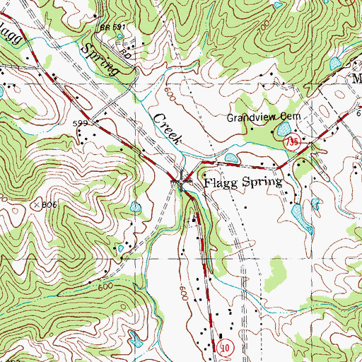 Topographic Map of Flagg Spring, KY