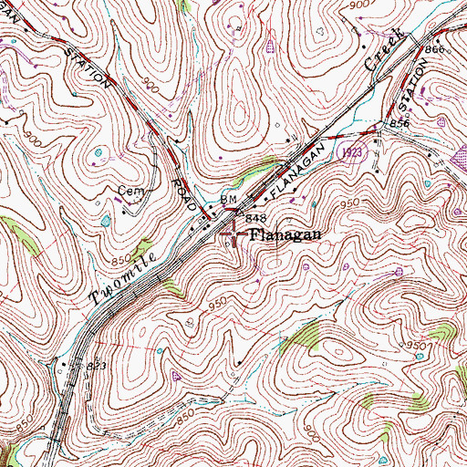 Topographic Map of Flanagan, KY