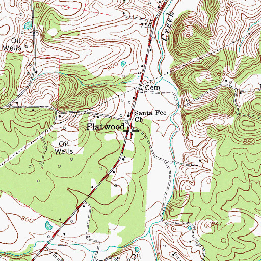 Topographic Map of Flatwood, KY