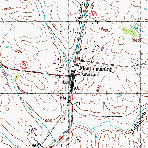 Topographic Map of Flemingsburg Junction, KY