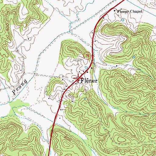 Topographic Map of Flener, KY