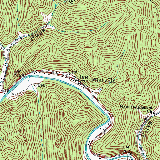 Topographic Map of Flintville, KY