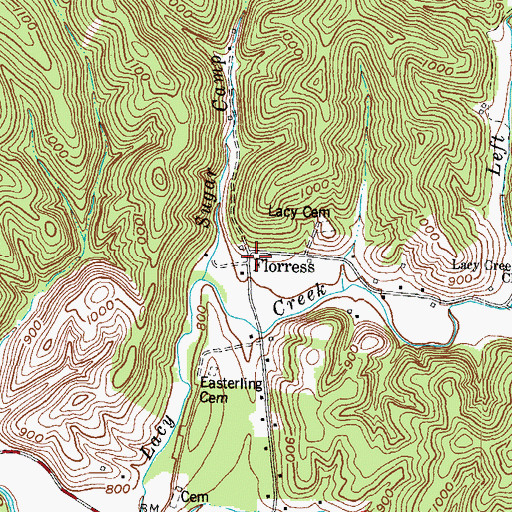 Topographic Map of Florress, KY