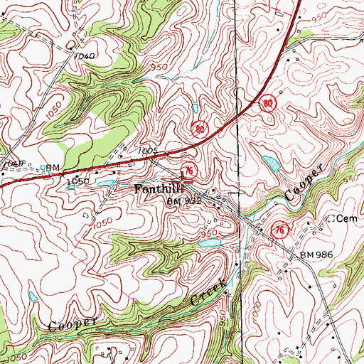 Topographic Map of Fonthill, KY
