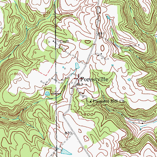 Topographic Map of Forestville, KY