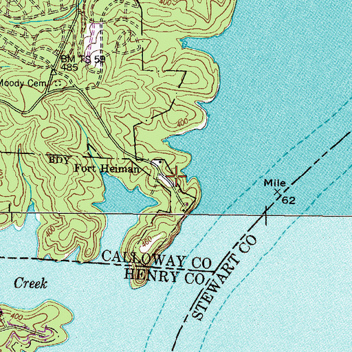 Topographic Map of Fort Heiman, KY