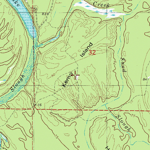 Topographic Map of Kemp Island, AR