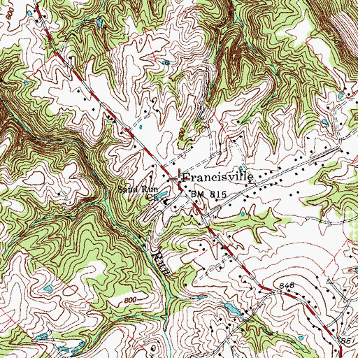 Topographic Map of Francisville, KY