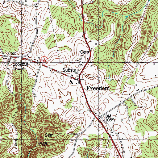 Topographic Map of Freedom, KY
