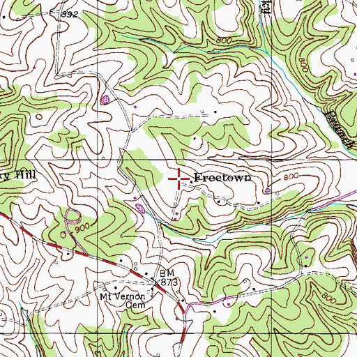 Topographic Map of Freetown, KY
