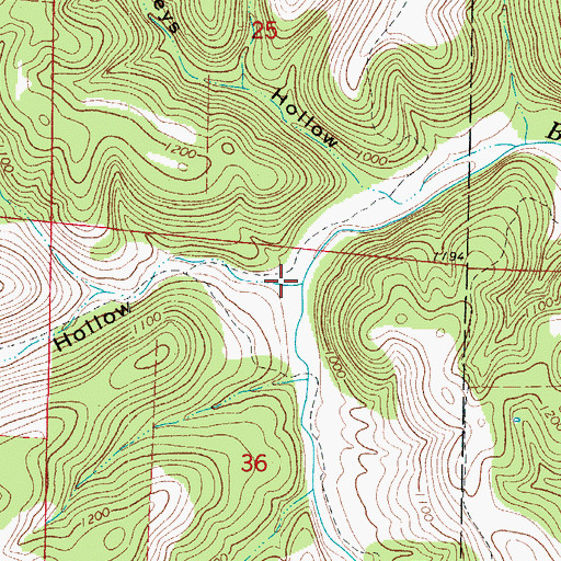 Topographic Map of Kendall Hollow, AR