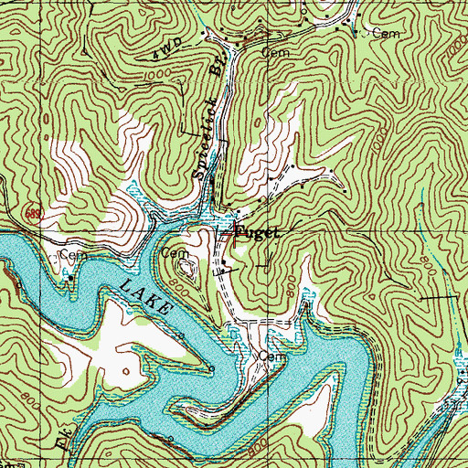 Topographic Map of Fuget, KY