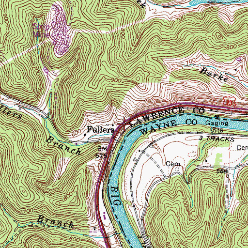 Topographic Map of Fullers, KY