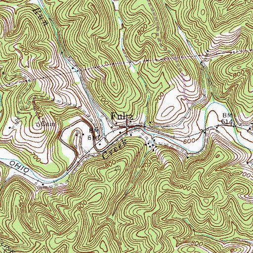 Topographic Map of Fultz, KY