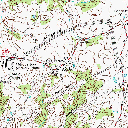 Topographic Map of Gabe, KY