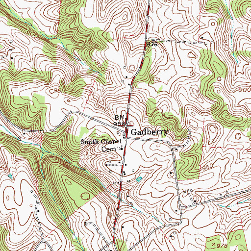 Topographic Map of Gadberry (historical), KY