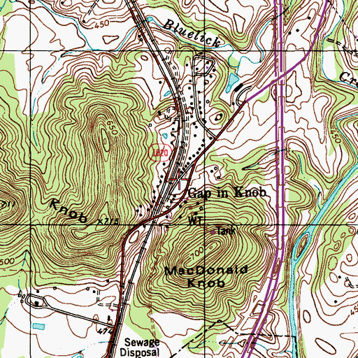 Topographic Map of Gap in Knob, KY