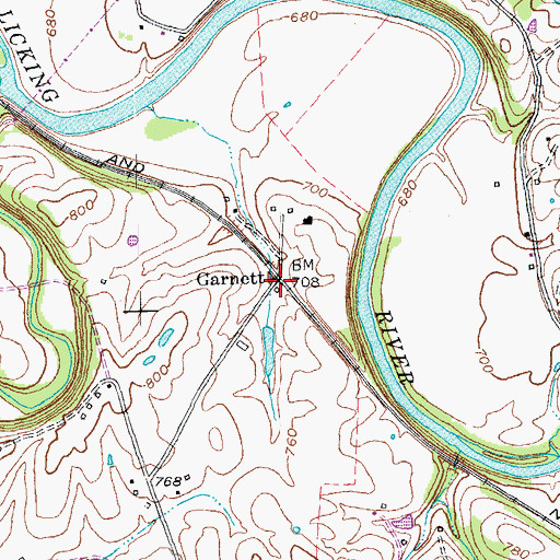 Topographic Map of Garnett, KY