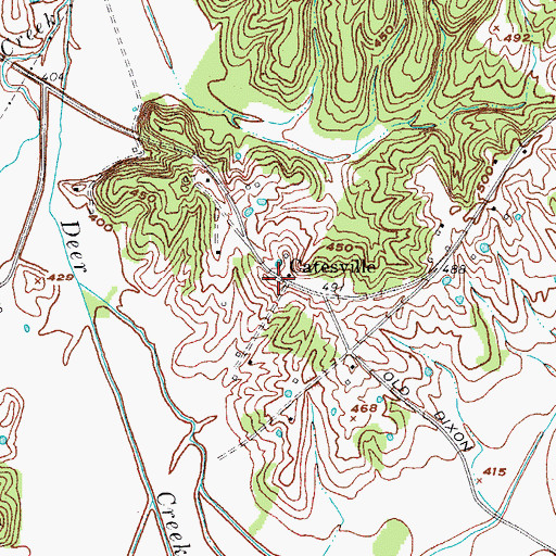 Topographic Map of Gatesville, KY