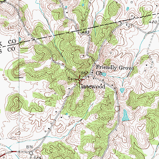 Topographic Map of Gatewood, KY