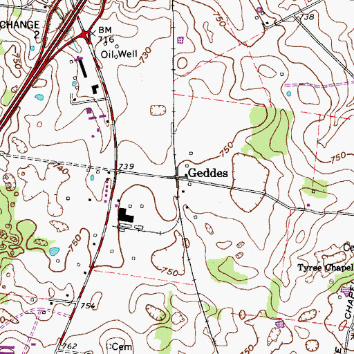 Topographic Map of Geddes, KY