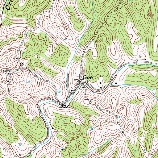 Topographic Map of Gee, KY
