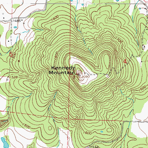 Topographic Map of Kennedy Mountain, AR