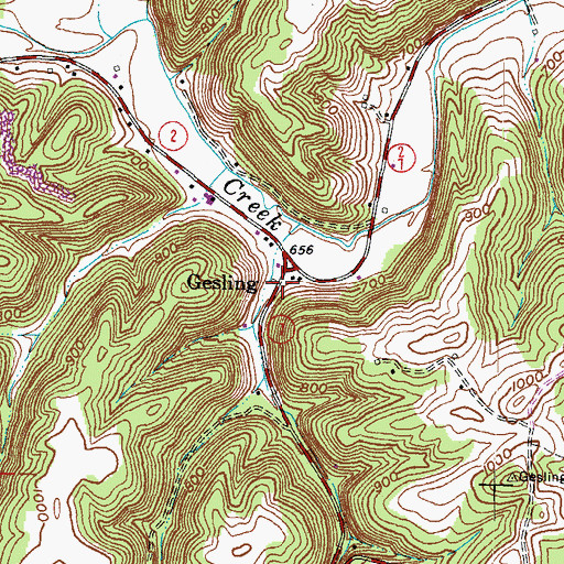Topographic Map of Gesling, KY